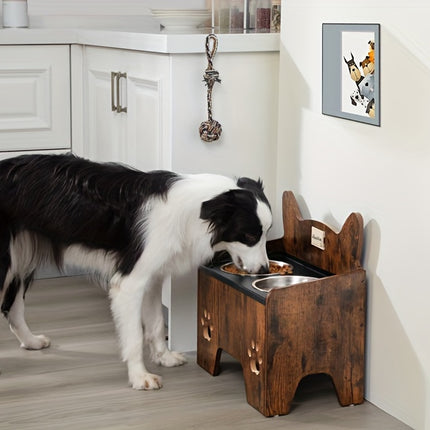 UNICORN Raised Dog Bowls, Elevated Dog Bowl Vintage Brown/Grey