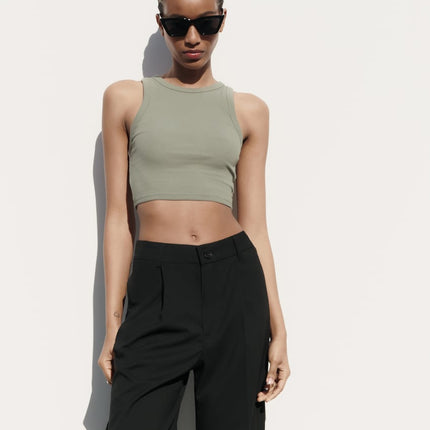 UNICORN women's crop top shirt sleeveless cropped crop top khaki white orange black grey s m l