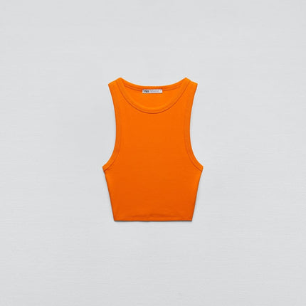 UNICORN women's crop top shirt sleeveless cropped crop top khaki white orange black grey s m l