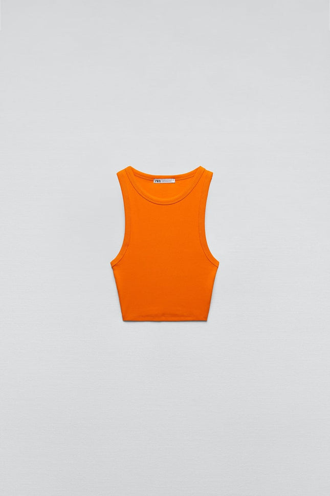 UNICORN women's crop top shirt sleeveless cropped crop top khaki white orange black grey s m l