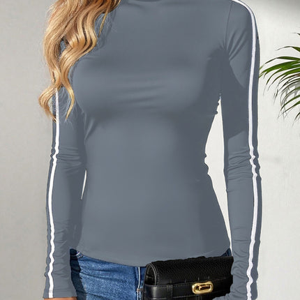 UNICORN Turtleneck Pullover Contrast Color Slim-Fit Casual Coat T-Shirt s m l xl xxl