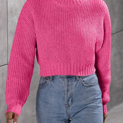 UNICORN Neck Drop Shoulder Solid Color Long Sleeve Sweater For Fall & Winter l