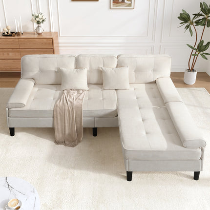 UNICORN L-shaped Corner Sofa Three-seat Multi-functional Chaise Lounge Gray Beige