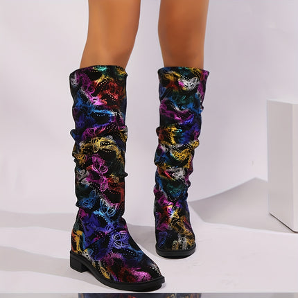 UNICORN Ladies Colorful Butterfly Series Features Stylish And Versatile High-Heeled Boots