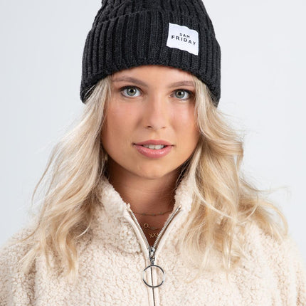 UNICORN Ladies winter hat logo print beige black red