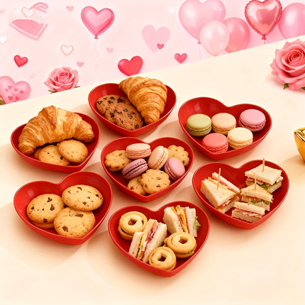 UNICORN 5pcs and 3 pcs Party Red Romantic Heart Plates, Mini Plastic