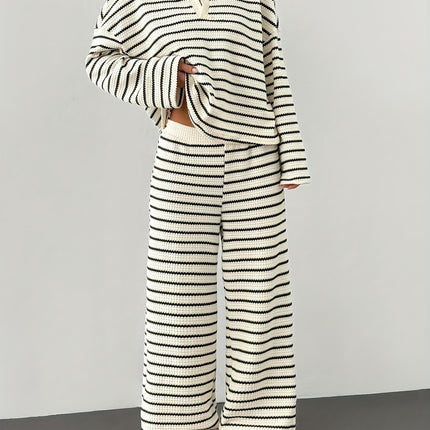 UNICORN Stylish And Relaxed Striped Pants Set for Women with a Tailored Collar xs s m l xl
