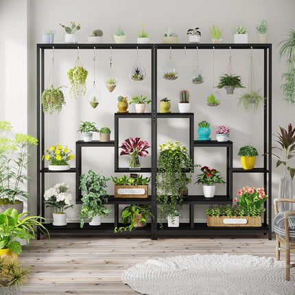 UNICORN Flower Stands, 5-Tier Plant Rack with 10 S-Hooks, 180Cm High Black