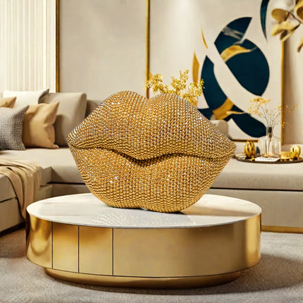 UNICORN Sexy Lips Bead Sculpture Decoration Piece gold