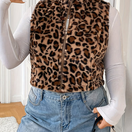 UNICORN Women'S Easy Sleeveless Leopard Print Vest Jacket, Winter Style s m l xl