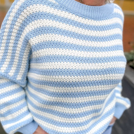 UNICORN Women's sweater striped black light blue m xl