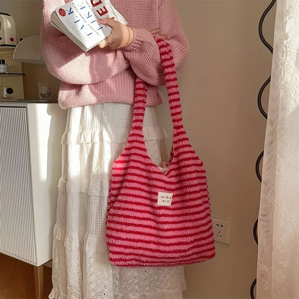 UNICORN Tote Bag Autumn And Winter Plush Yellow Plaid Lambs Versatile Single Shoulder