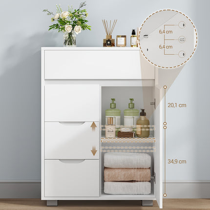 UNICORN Modern White Freestanding Bathroom Cabinet Storage