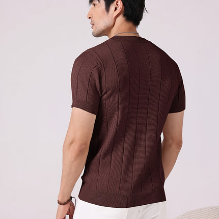 UNICORN Men Slim Fit Striped Textured Knit Crew Neck T-Shirt s m l xl