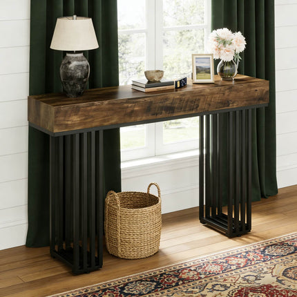UNICORN 140cm Modern Industrial Rustic Console Table with Metal Frame Brown