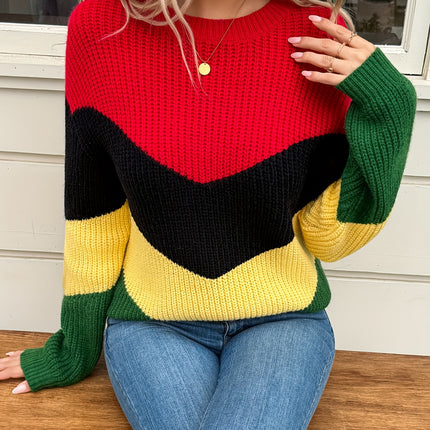 UNICORN Color-Block over-the-shoulder Sweater Round Neck Winter Sweaters s m l xl xxl