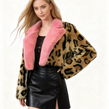 UNICORN Faux Coat Fashion Personality Temperament Women Faux Leopard Coat xs s m l xl
