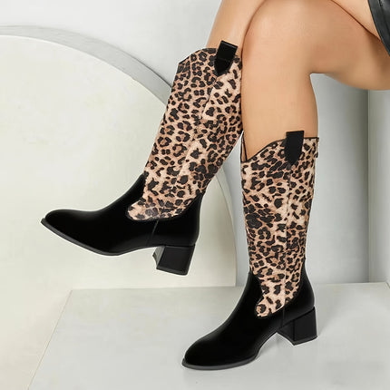 UNICORN Women'S Knee-High Boots with a Thick Heel And Back Zipper
