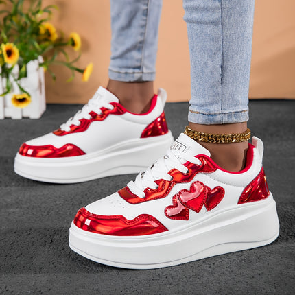 UNICORN Women's Heart-Print White Casual Sports Platform Sneakers Loose-Fit 36 t/m 41.5