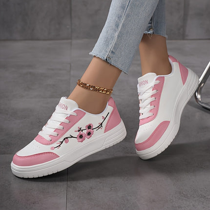 UNICORN Plum Blossom White Low-Top Casual Skate Shoes for Women