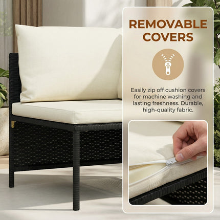 UNICORN Modular Corner Sofa with Cushions Black Poly Rattan