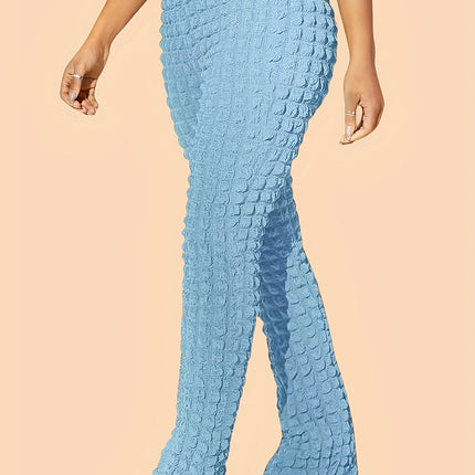 UNICORN Women High-Waisted Flare Pants Color Plaid Pattern xs s m l xl xxl