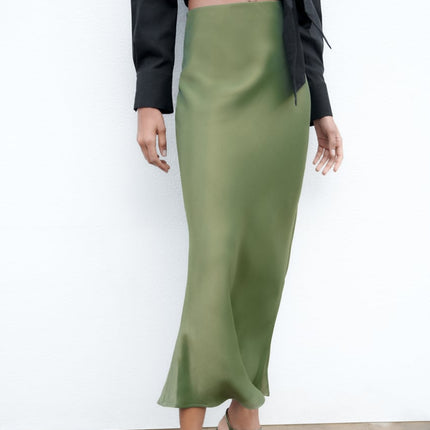 UNICORN Women's high-waisted long skirt khaki green xs s m l xl