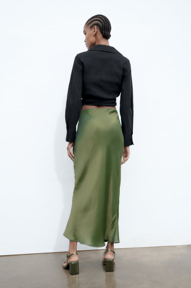 UNICORN Women's high-waisted long skirt khaki green xs s m l xl