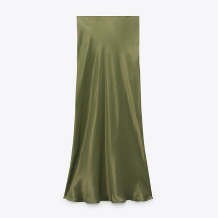 UNICORN Women's high-waisted long skirt khaki green xs s m l xl