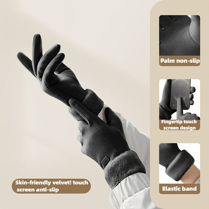 UNICORN Women's Glove Cover, Winter Warm Outdoor Gloves Black beige