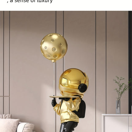 UNICORN Space Astronaut Cartoon Decorative Piece for Living Room Silvery Golden