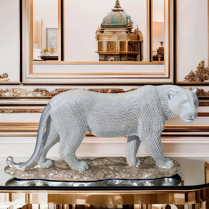 UNICORN Glam Style Resin Leopard Statue Decor for Living Room golden black silvery