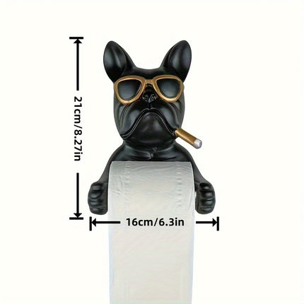 UNICORN 1pc French Bulldog Wall-Mounted Tissue Holder Black