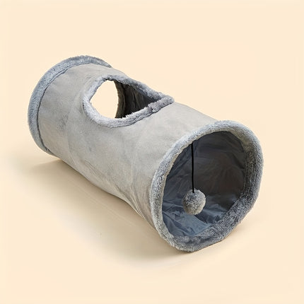 UNICORN Foldable plush cat tunnel with fun ball holes Gray Pink