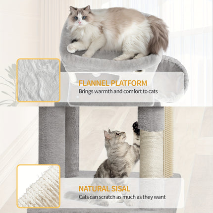 UNICORN 178cm Cat Tree for Indoor Cats, Multi-layer Scratching Post Light Grey/Dark Grey