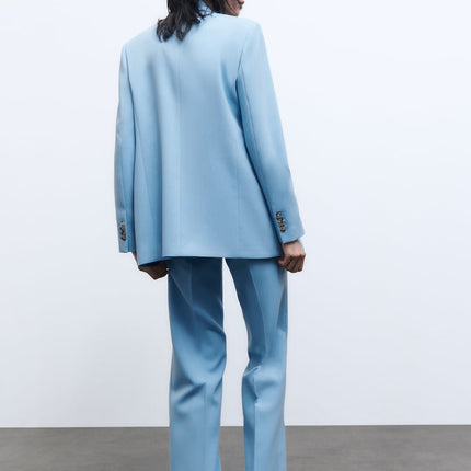 UNICORN Women's suit costume light blue double-breasted blazer trousers with high waist xs s m l xl xxl