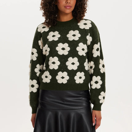 UNICORN Women's sweater with flowers, pink, green, black, xxs, xs, s, m, l, xl