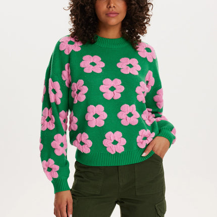 UNICORN Women's sweater with flowers, pink, green, black, xxs, xs, s, m, l, xl