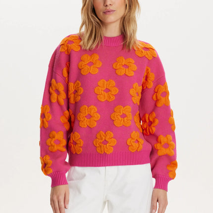 UNICORN Women's sweater with flowers, pink, green, black, xxs, xs, s, m, l, xl