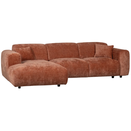 UNICORN Cloud chaise longue sofa left chenille pink beige natural brown terra Height: 80 cm Width: 280 cm Depth: 165 cm