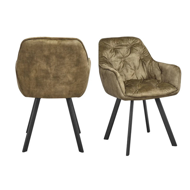 UNICORN Armchair set of 2 vintage velvet green 62x58x84