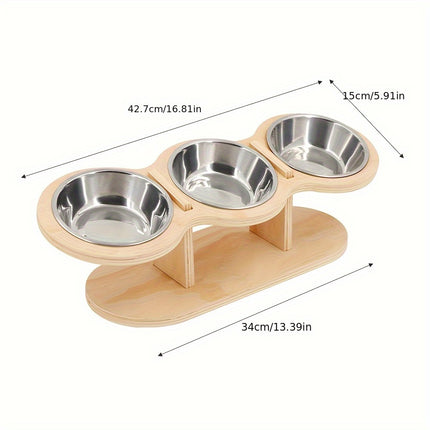 UNICORN Elevated Cat Bowl 3 Stainless Steel Bowls for Indoor Cats and Small Dogs