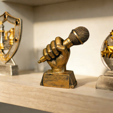 UNICORN Microphone Trophy Resin Statue Desktop Decor for Music Lovers