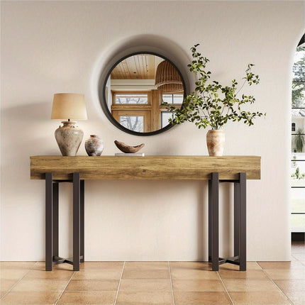 UNICORN 63-Inch Console Table for Entryway, Industrial Behind Couch Table Brown