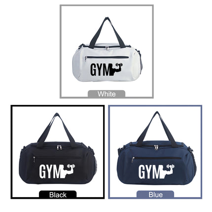 UNICORN GYM Fitness Theme Print Duffel Bag Large Capacity White Black Blue