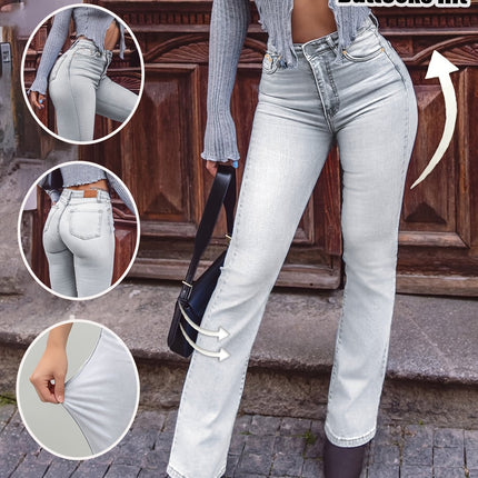 UNICORN Women Stretchy Slim Fit Straight Denim Jeans grey s m l xl