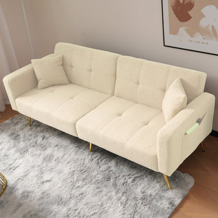UNICORN Modern minimalist sofa bed size: 175*64*72 cm angle adjustable gold bed legs sofa with cushions side storage pockets