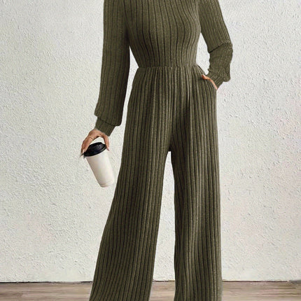 UNICORN High Neck Long Sleeve Versatile Womens Jumpsuit Solid Color s m l xl