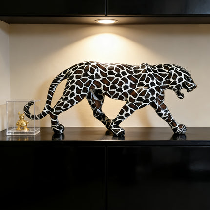 UNICORN Nordic Creative Resin Leopard Figurine Home Living Room Black White