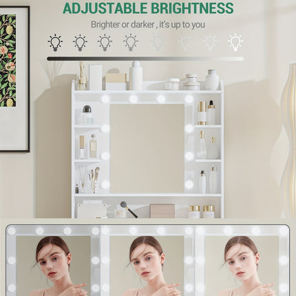 UNICORN Vanity Table Featuring Mirror Shelves And Two Drawers White